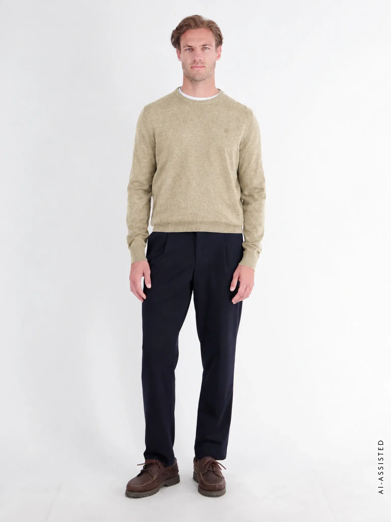 Lerros Sporty Jumper, BCI Cotton – Tender Beige Melange