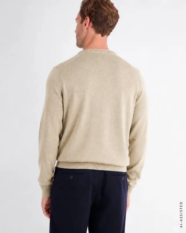 Lerros Sportieve Trui, Duurzaam Katoen - Tender Beige Melange