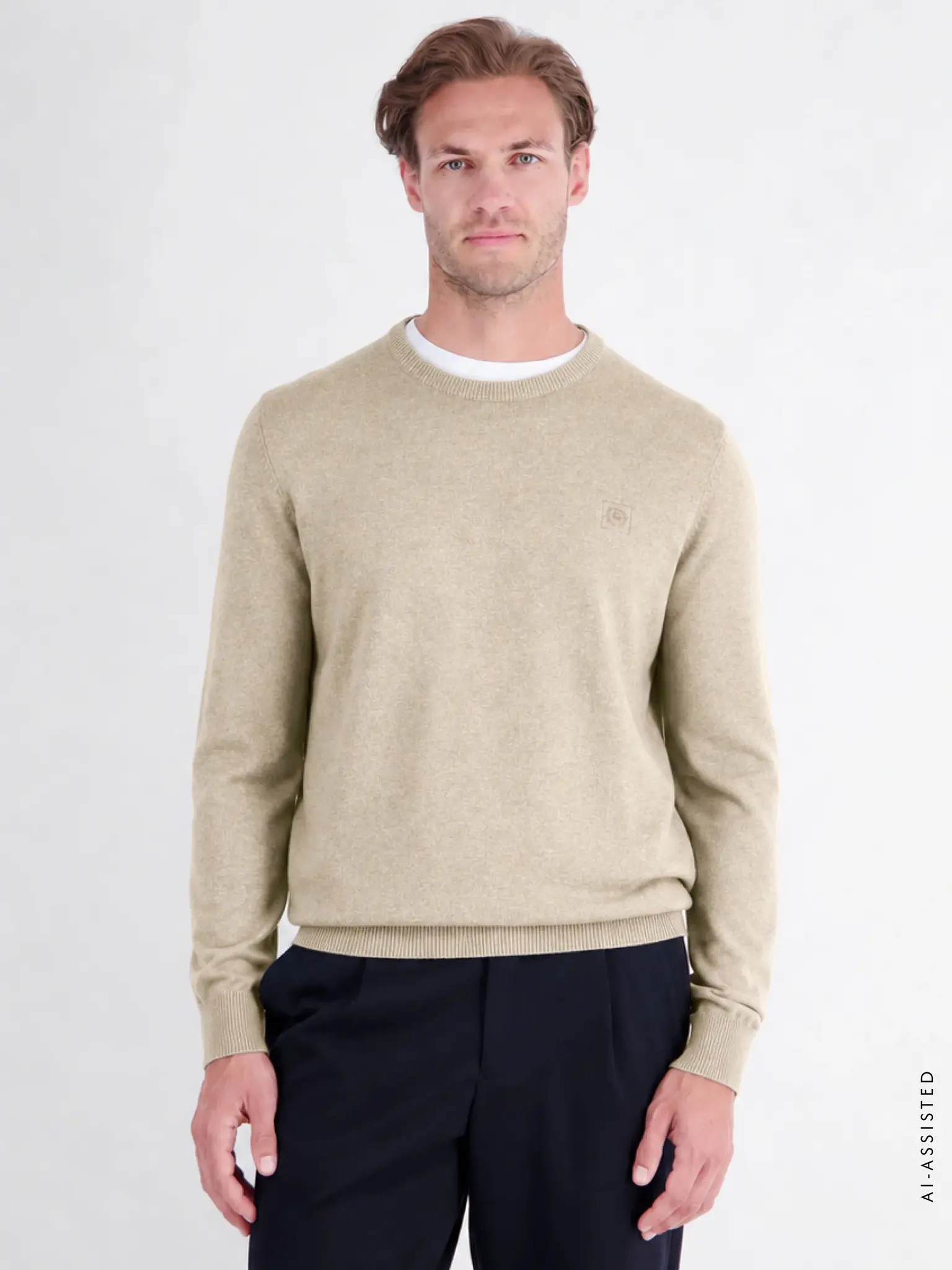 Lerros Sportieve Trui, Duurzaam Katoen - Tender Beige Melange