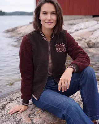 Cecil Teddyjacke mit Patch-Detail - Berry Red