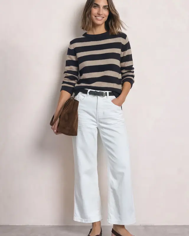 Street One Jumper with Stripes - Indigo Night