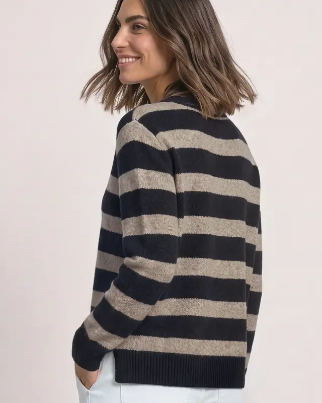 Street One Jumper with Stripes - Indigo Night