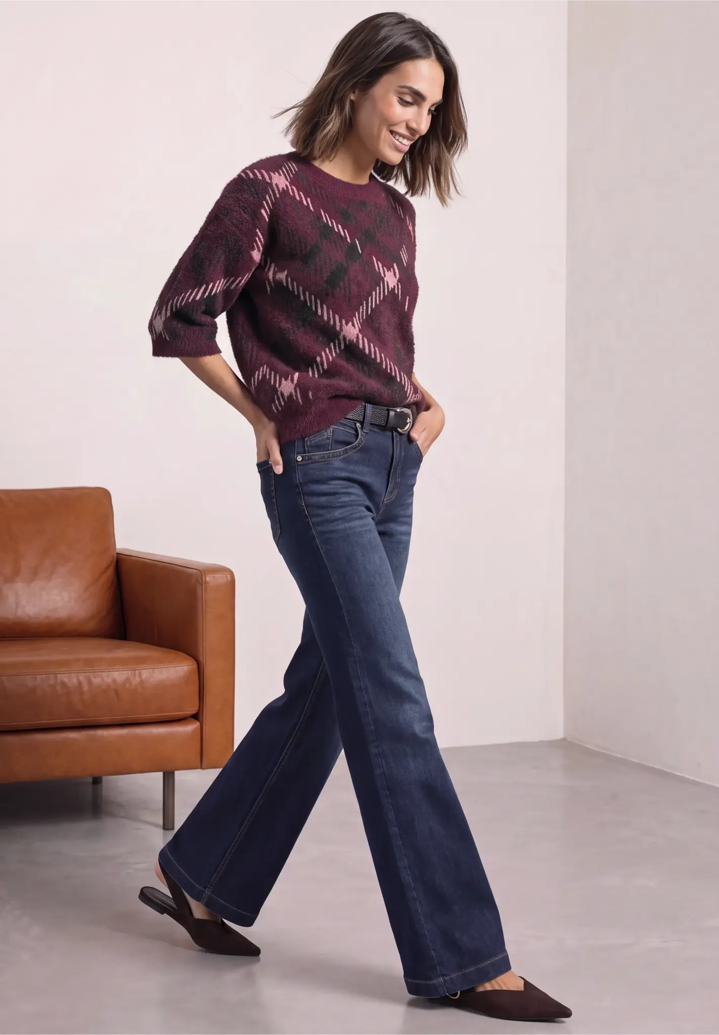 Street One Trui met 3/4-Mouwen - Rustic Rouge