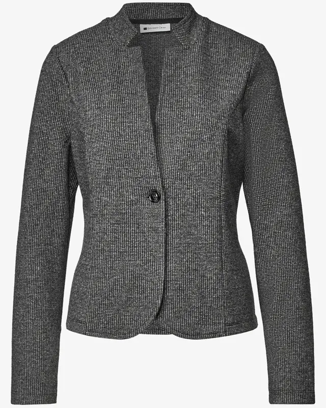 Street One Blazer met Houndstooth Patroon - Black