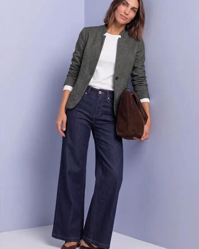 Street One Blazer met Houndstooth Patroon - Black