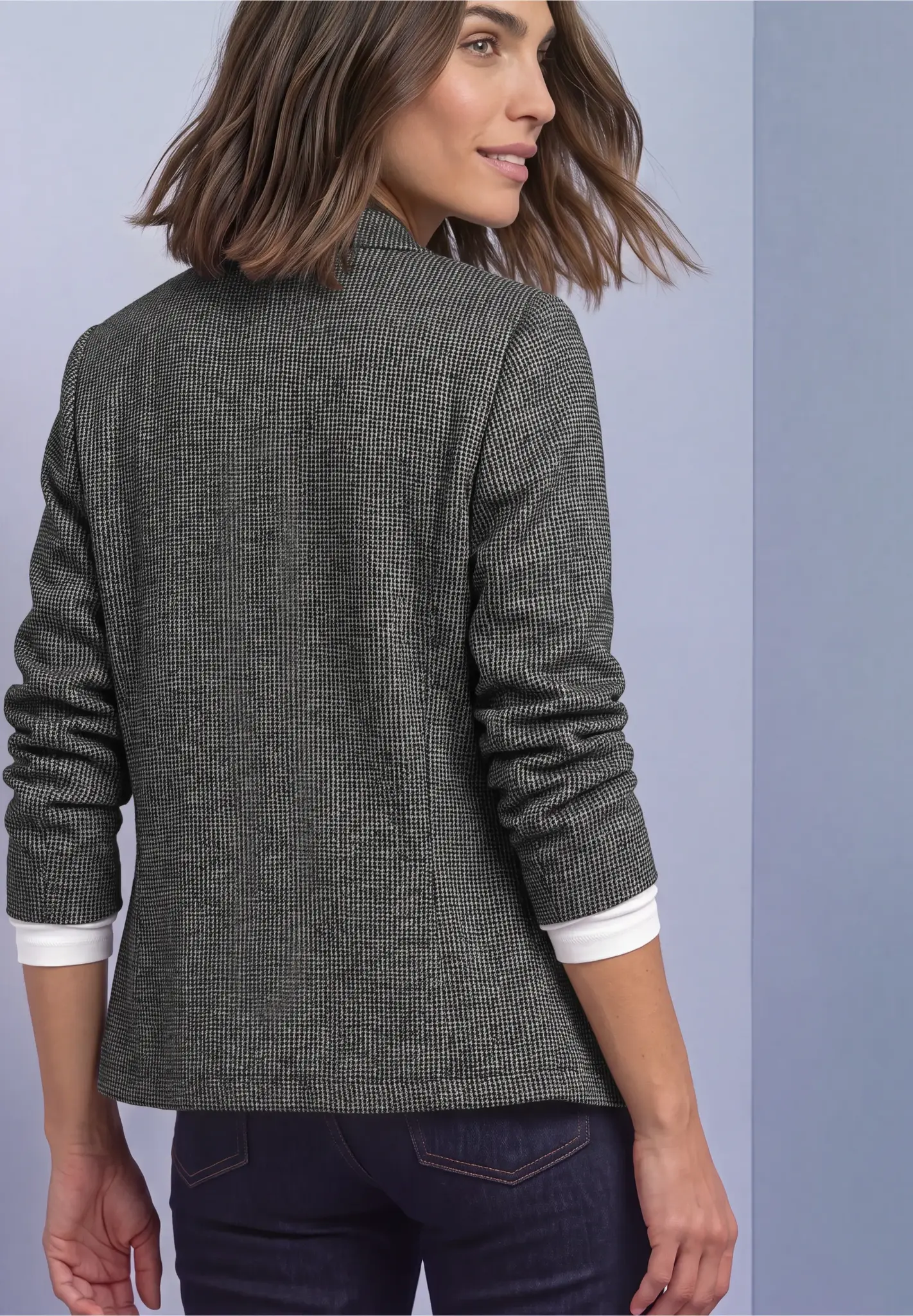 Street One Blazer met Houndstooth Patroon - Black