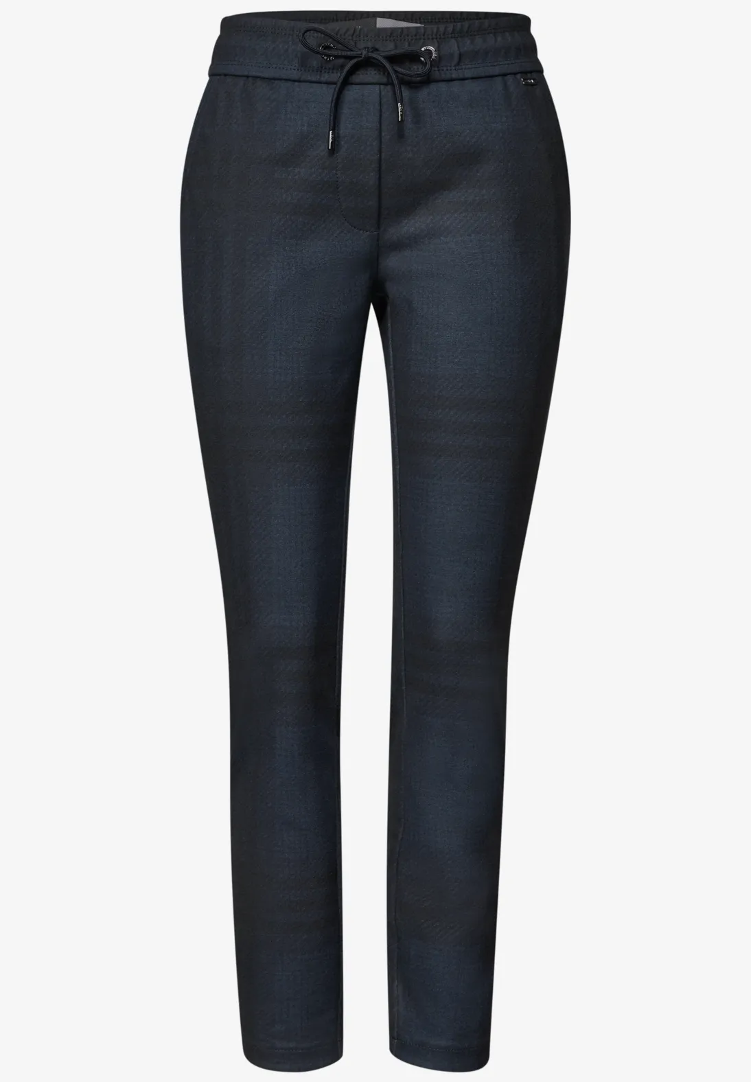 Cecil Casual Fit Broek met Print Tracey - Urban Dark Blue Melange