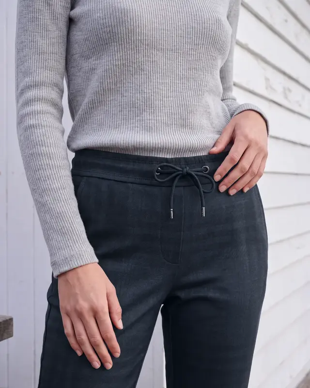 Cecil Casual Fit Pants with Print Tracey - Urban Dark Blue Melange