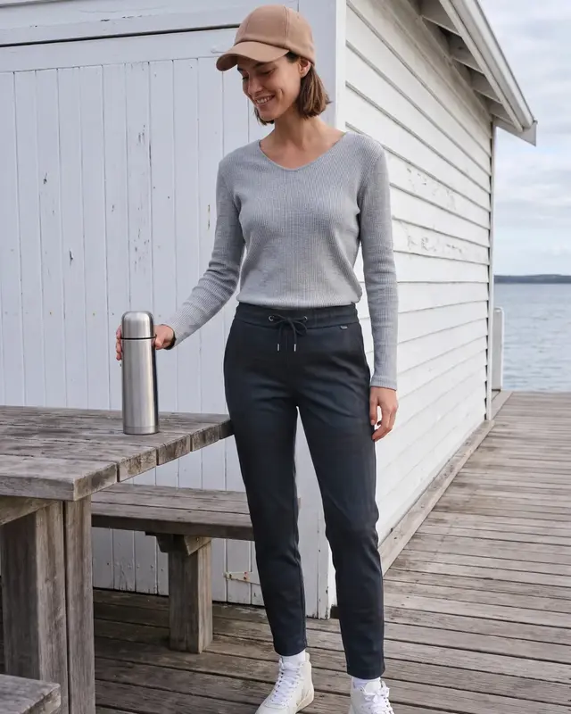 Cecil Casual Fit Hose mit Print Tracey - Urban Dark Blue Melange