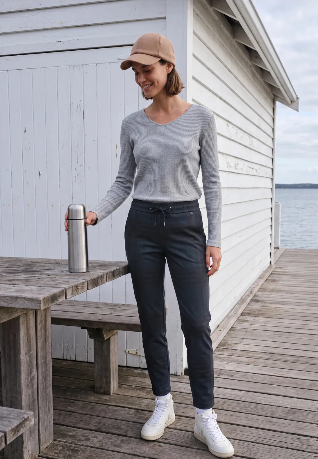 Cecil Casual Fit Hose mit Print Tracey - Urban Dark Blue Melange