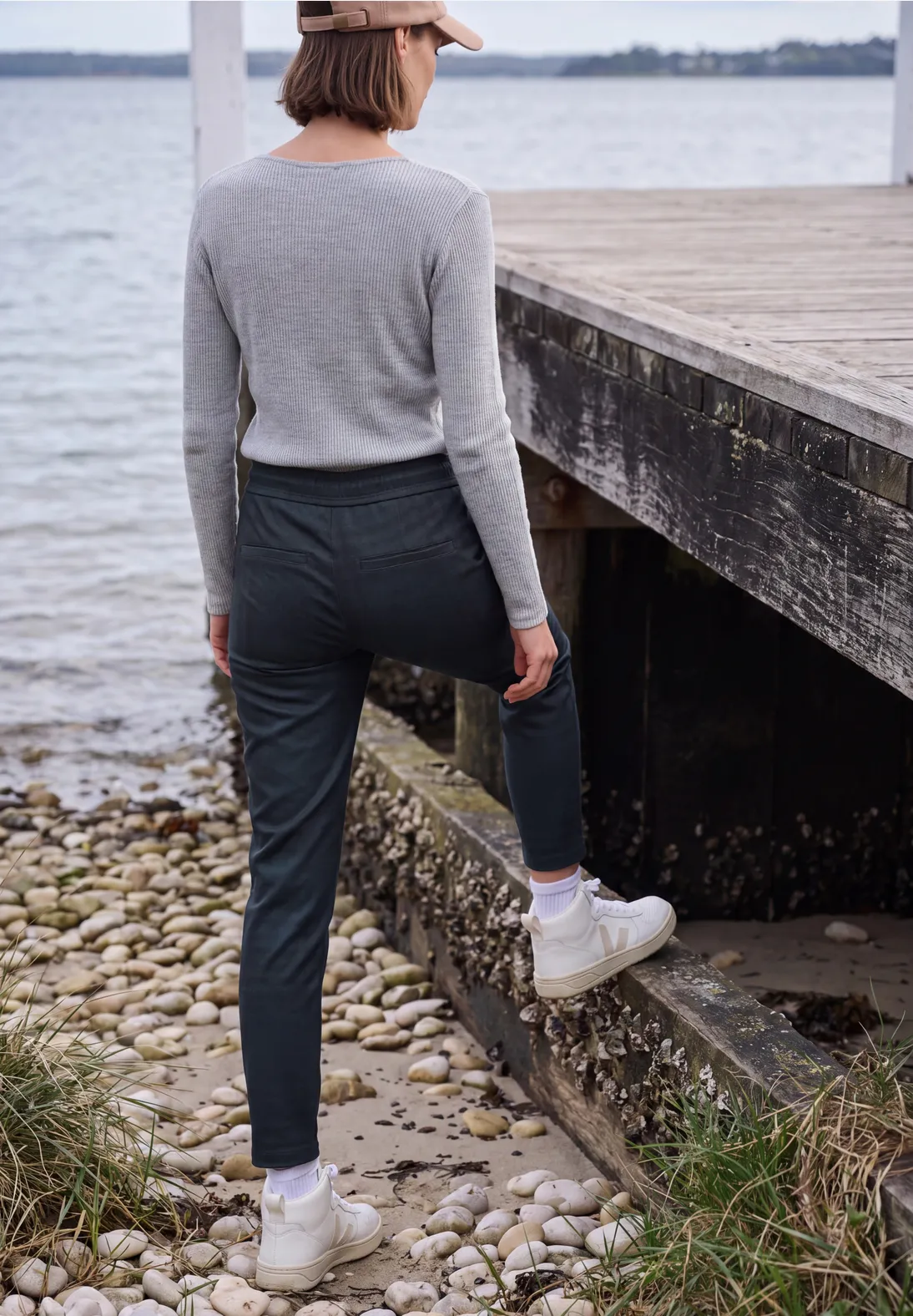 Cecil Casual Fit Broek met Print Tracey - Urban Dark Blue Melange