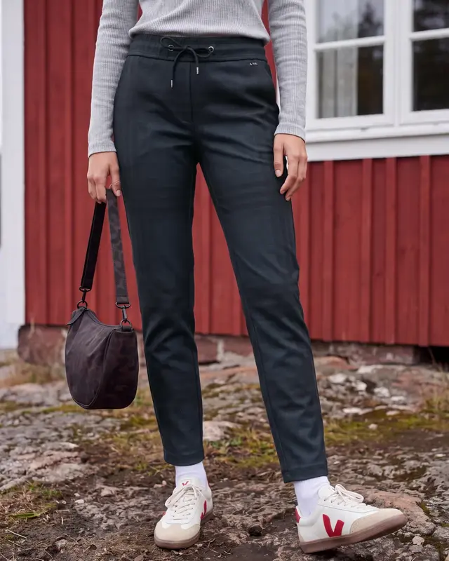 Cecil Casual Fit Broek met Print Tracey - Urban Dark Blue Melange