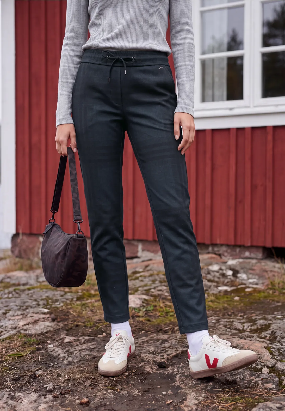 Cecil Casual Fit Hose mit Print Tracey - Urban Dark Blue Melange