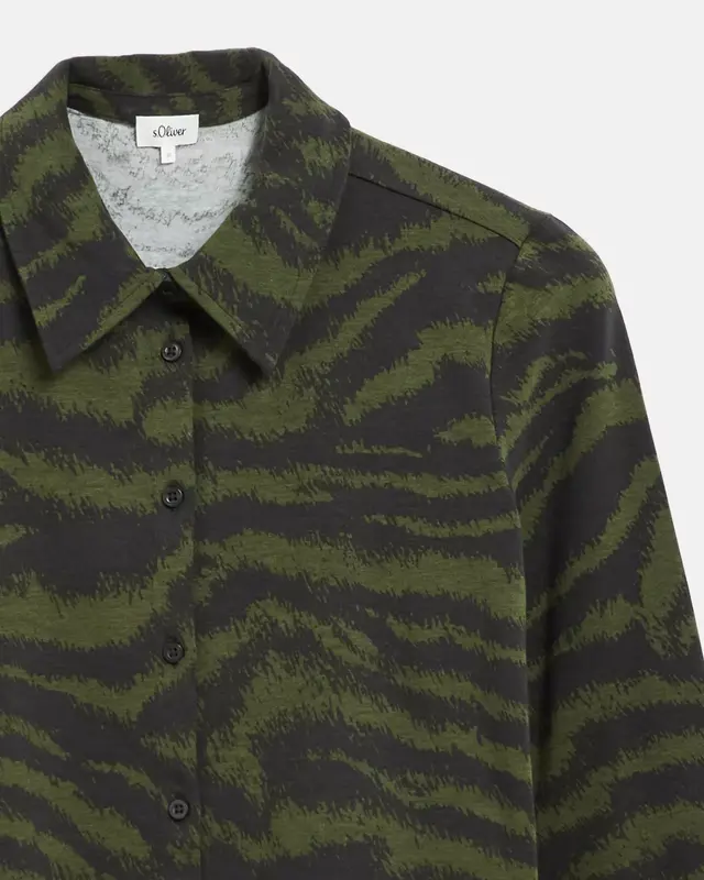 S. Oliver Jersey Blouse with Print - Olive Green