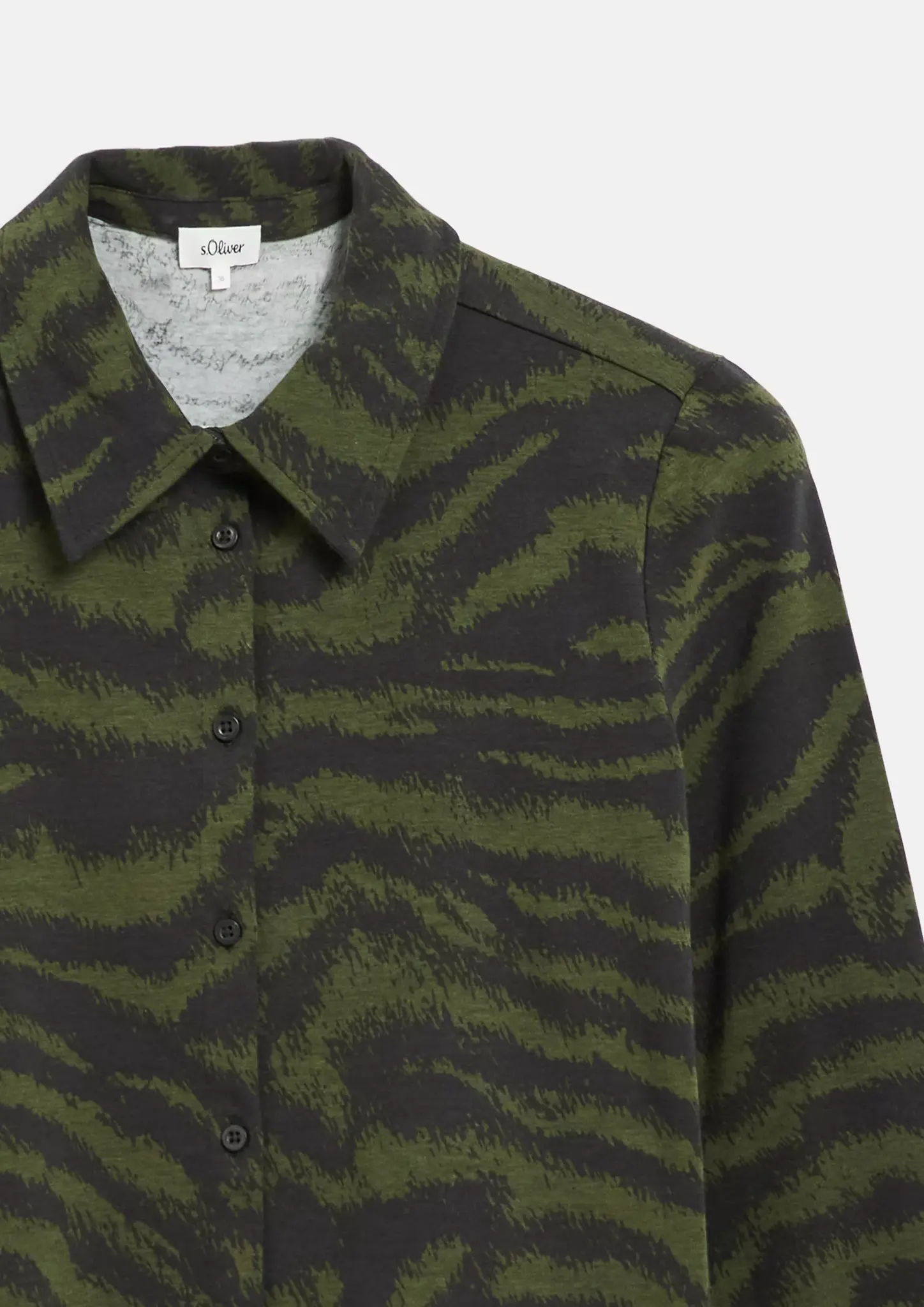 S. Oliver Jersey Blouse met Print - Olive Green