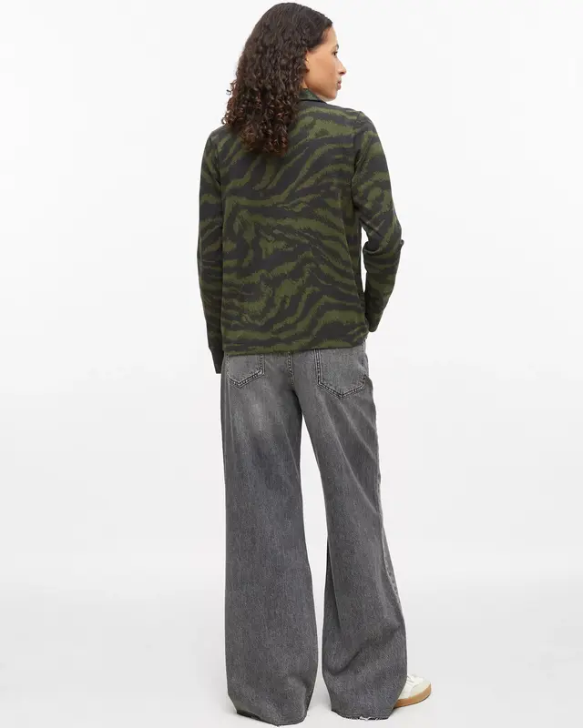S. Oliver Jersey Blouse met Print - Olive Green