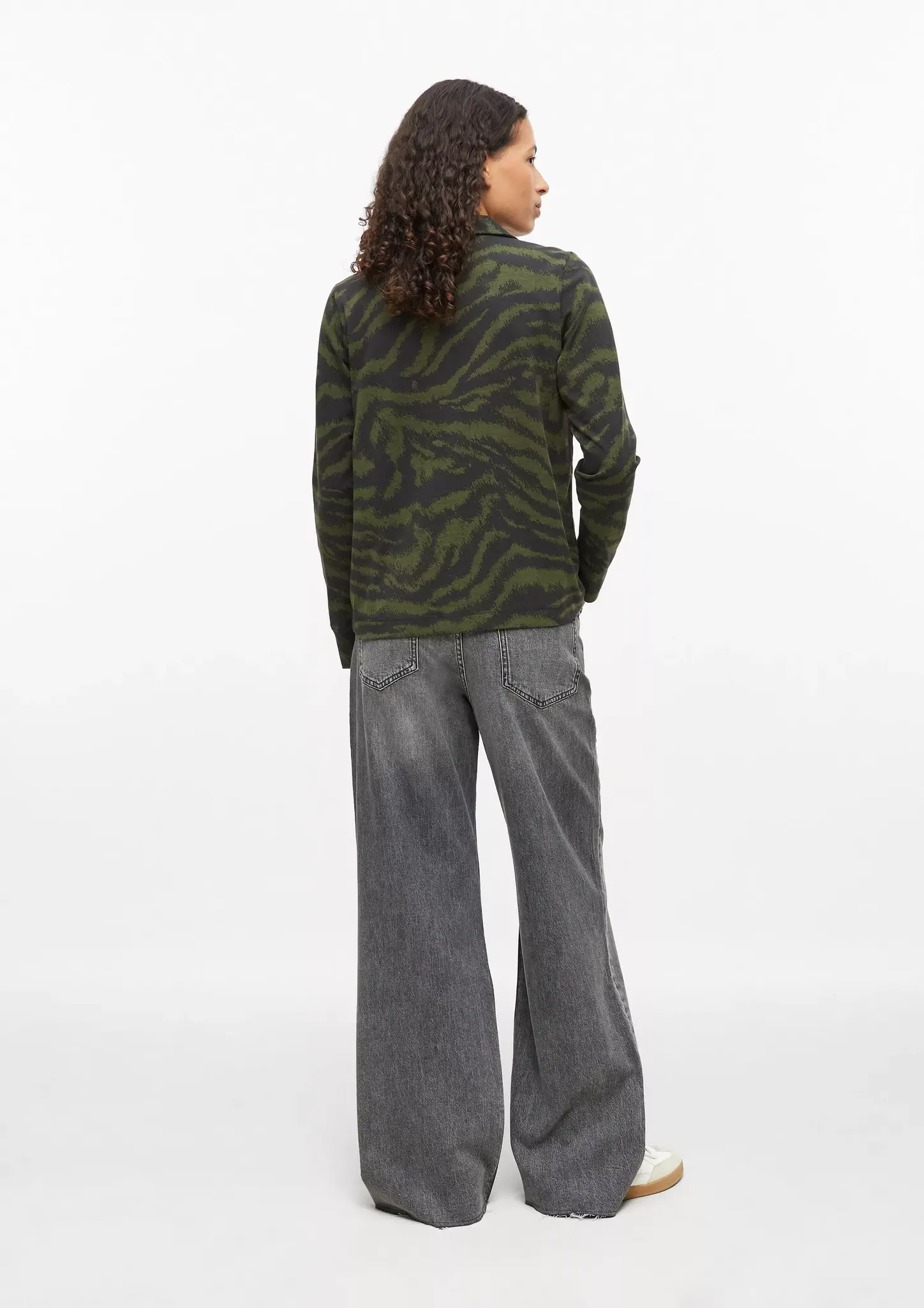 S. Oliver Jersey Blouse met Print - Olive Green