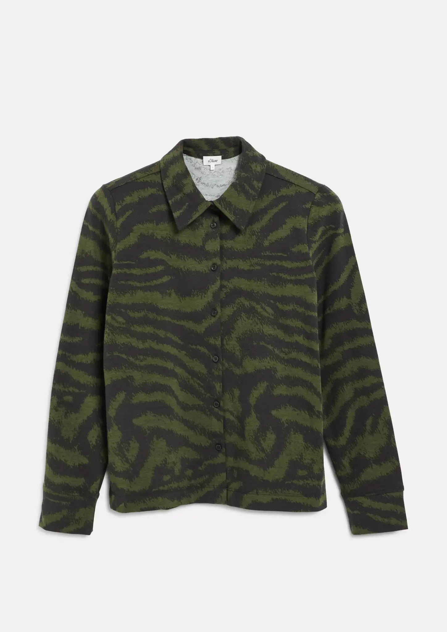 S. Oliver Jersey Blouse met Print - Olive Green