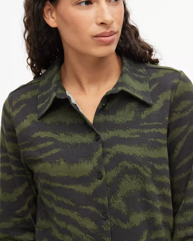 S. Oliver Jersey Blouse with Print - Olive Green