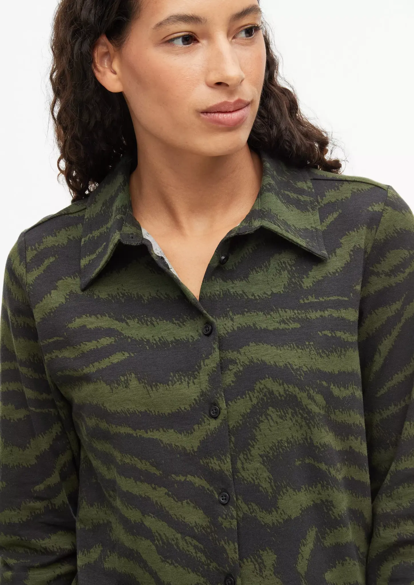 S. Oliver Jersey Blouse with Print - Olive Green