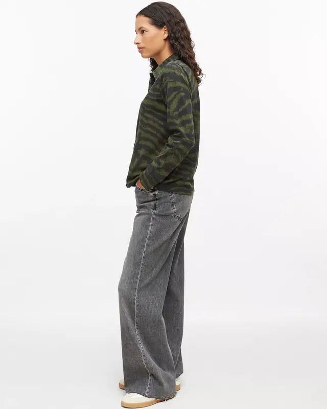 S. Oliver Jersey Bluse mit Print - Olive Green