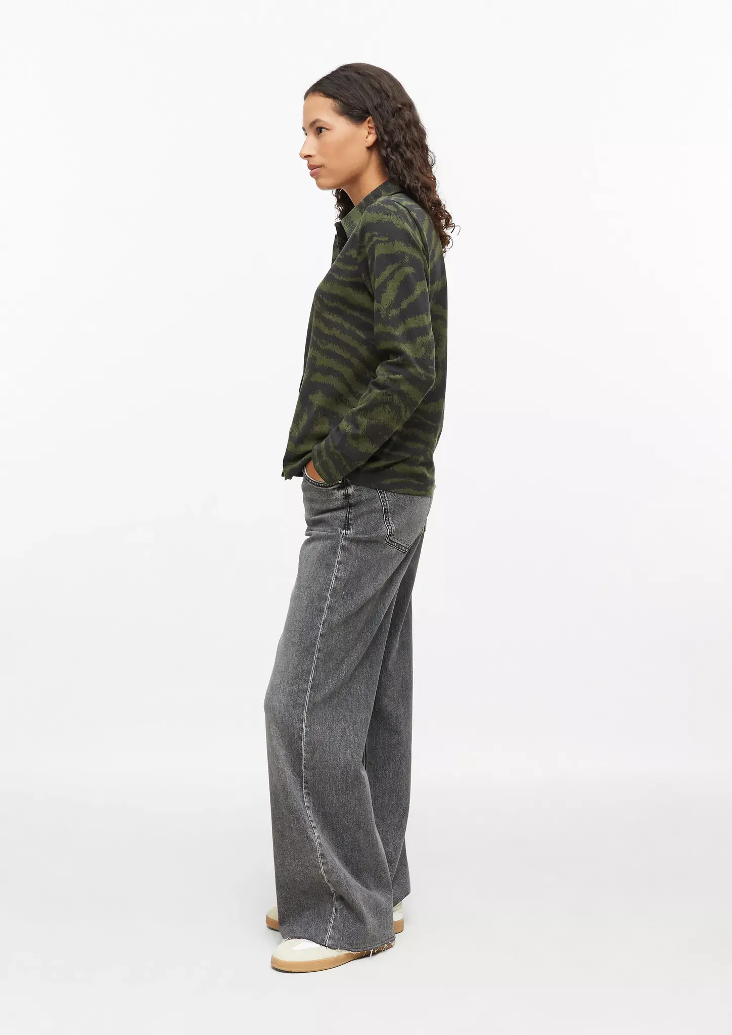 S. Oliver Jersey Blouse with Print - Olive Green