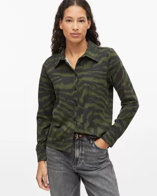 S. Oliver Jersey Blouse met Print - Olive Green