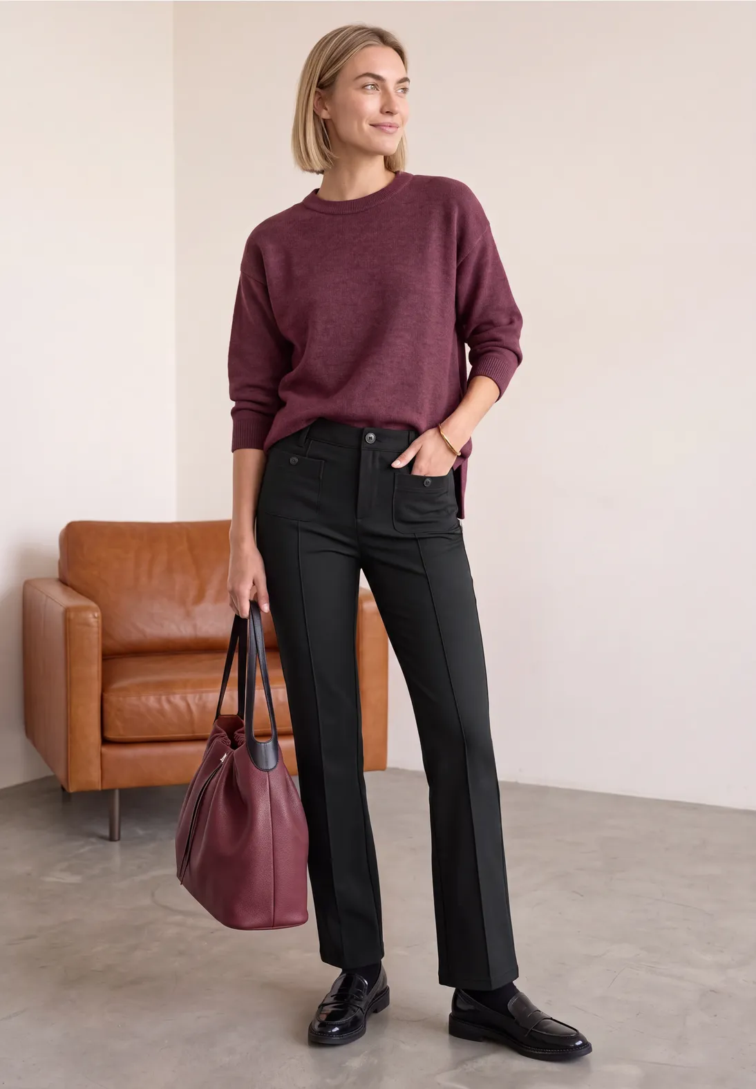 Street One Bootcut Pants Blaire - Black