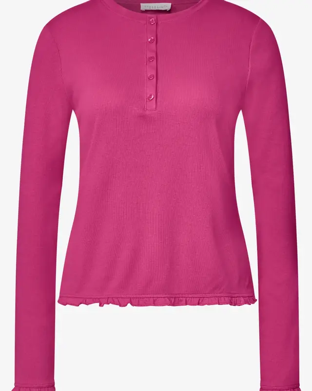 Street One Studio Longsleeve mit Rüschen - Ruby Raspberry