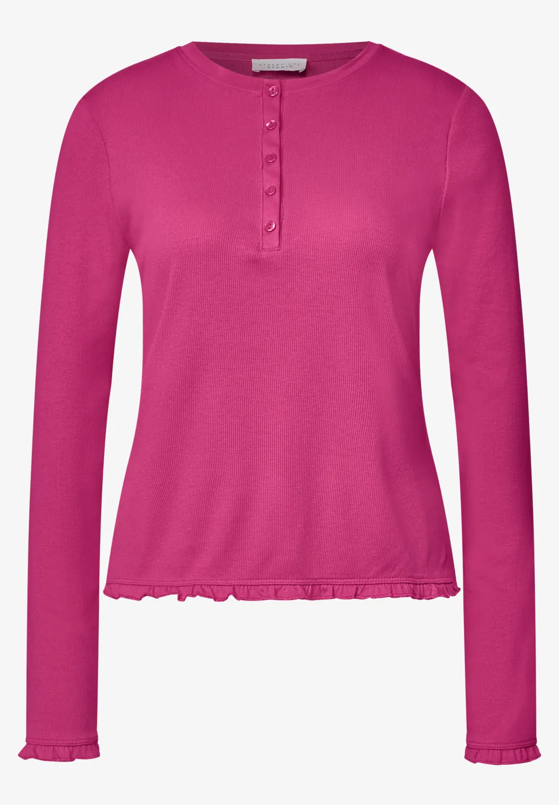 Street One Studio Longsleeve with Ruffles - Ruby Raspberry