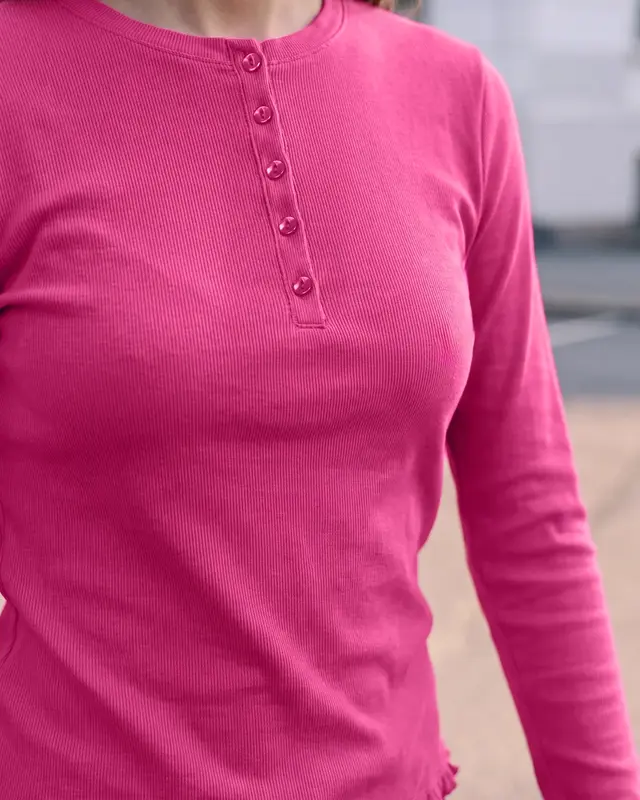 Street One Studio Longsleeve with Ruffles - Ruby Raspberry