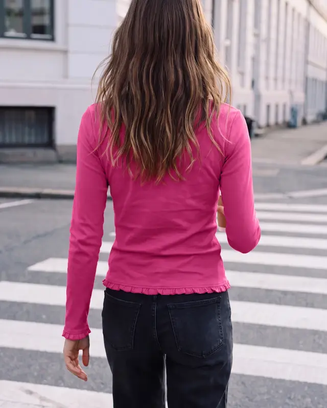 Street One Studio Longsleeve met Ruches - Ruby Raspberry