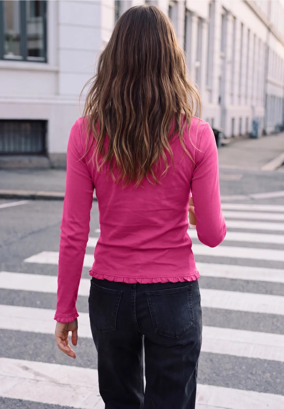 Street One Studio Longsleeve mit Rüschen - Ruby Raspberry