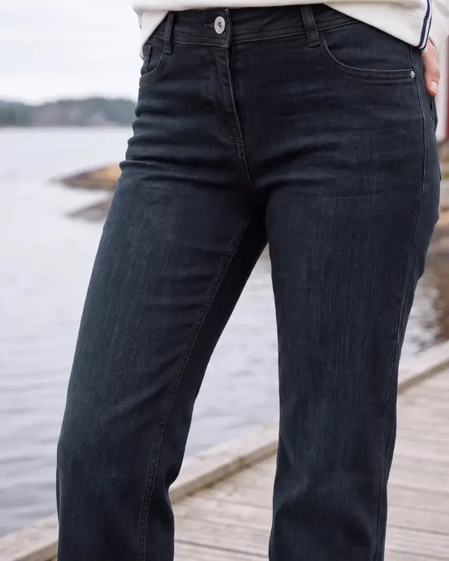 Cecil Wide Leg Jeans Neele - Blue Black Used Wash