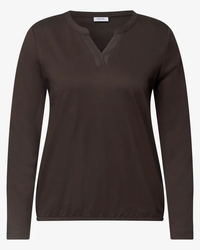 Cecil Shirt met Split Hals - Truffle Brown