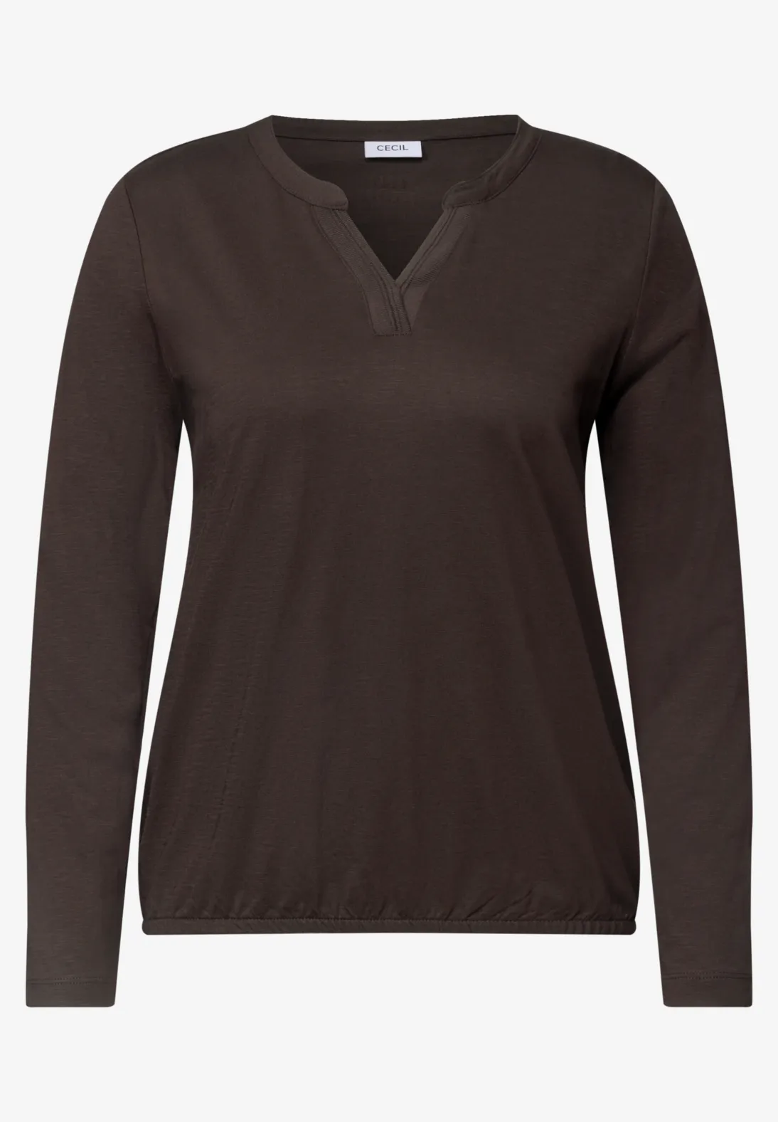 Cecil Shirt met Split Hals - Truffle Brown