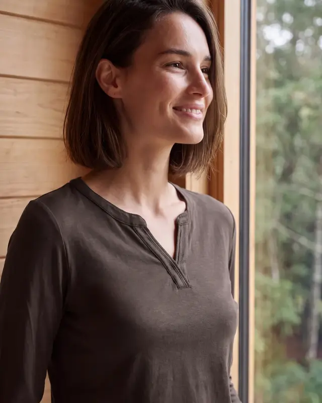 Cecil Shirt met Split Hals - Truffle Brown