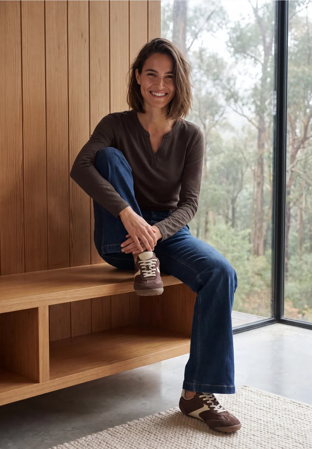 Cecil Shirt met Split Hals - Truffle Brown