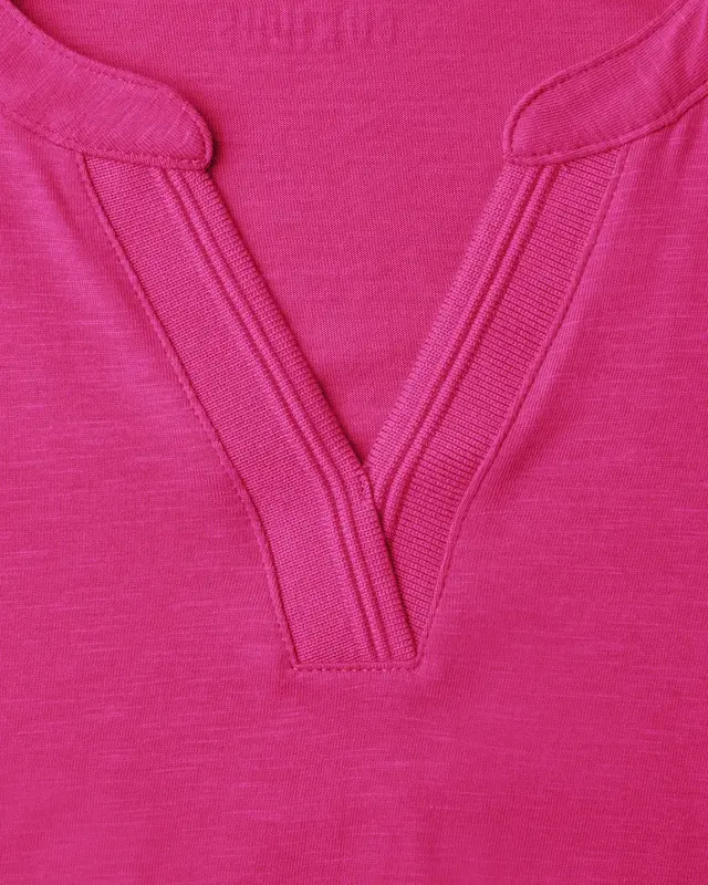Cecil Shirt with V-Slit - Pink Flash