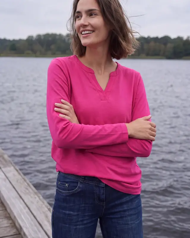 Cecil Shirt mit Schlitz - Pink Flash