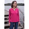 Shirt met Split Hals - Pink Flash