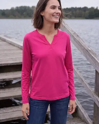 Cecil Shirt with V-Slit - Pink Flash