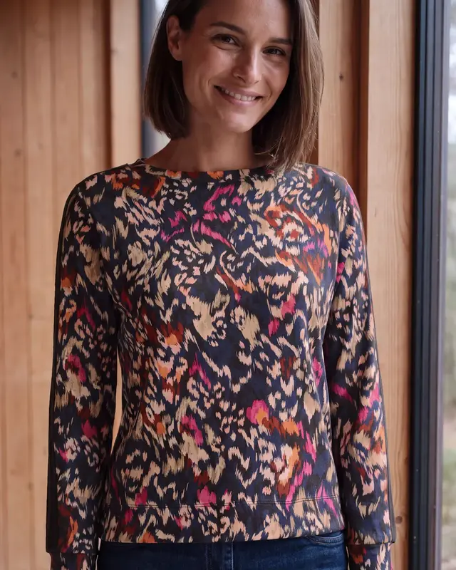 Cecil Longsleeve with Print - Truffle Brown