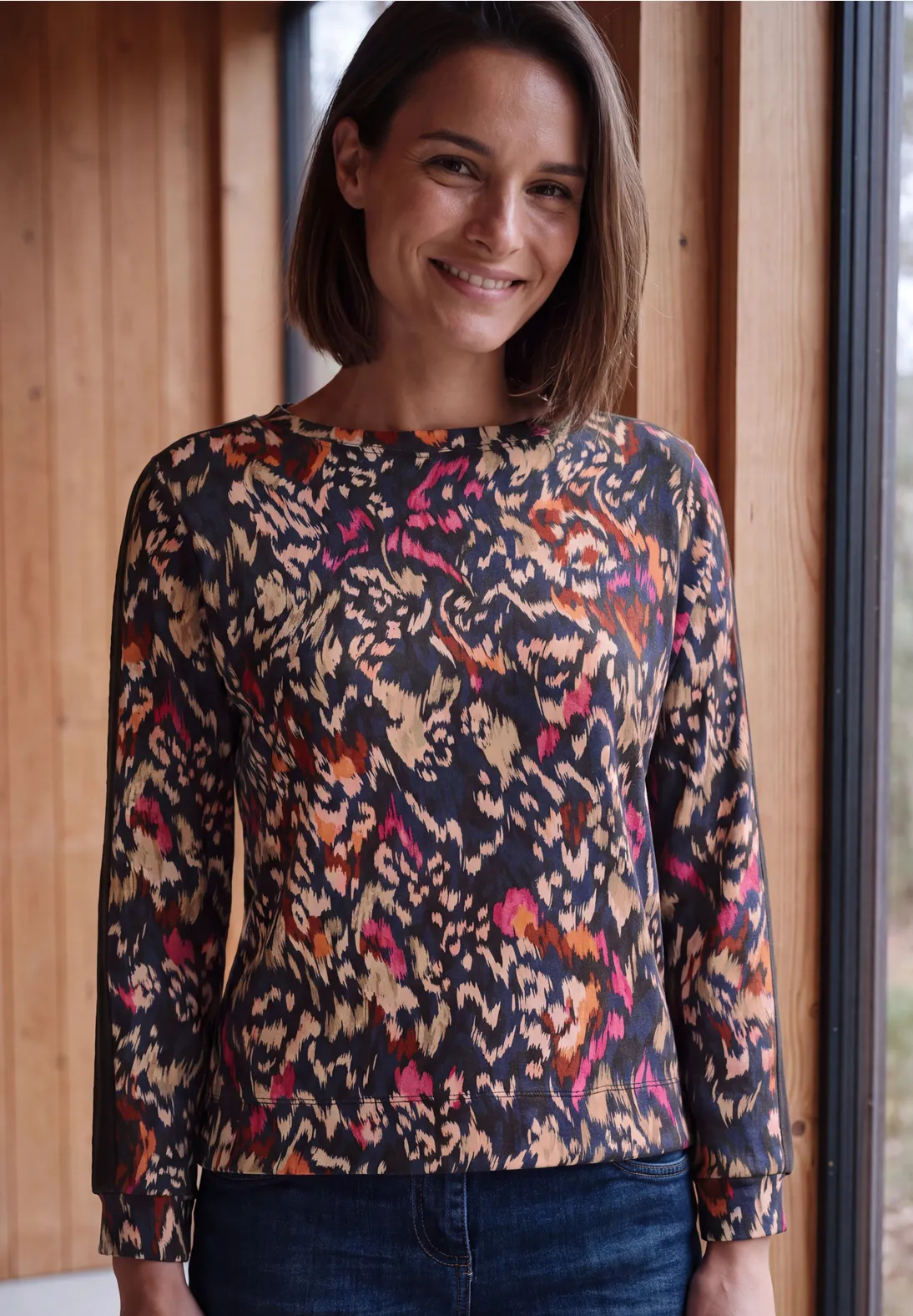 Cecil Longsleeve met Print - Truffle Brown
