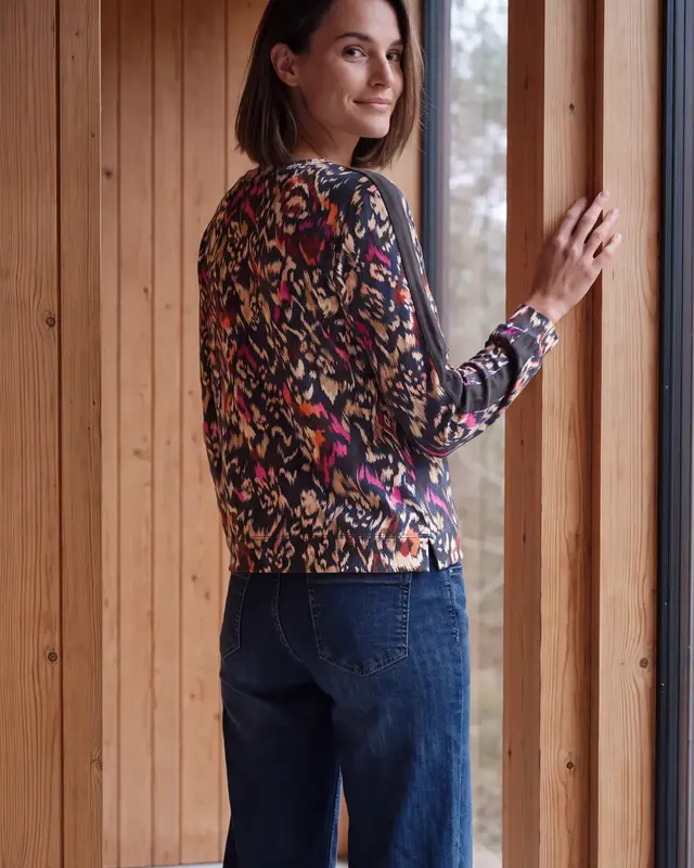 Cecil Longsleeve mit Print - Truffle Brown