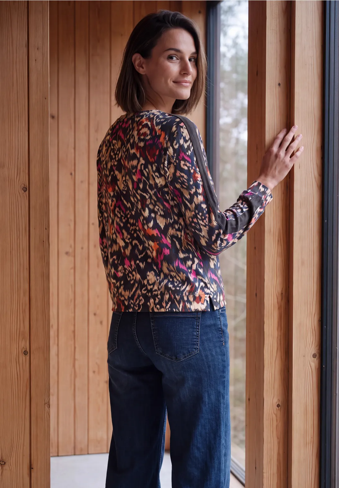 Cecil Longsleeve mit Print - Truffle Brown