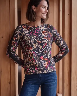 Cecil Longsleeve with Print - Truffle Brown