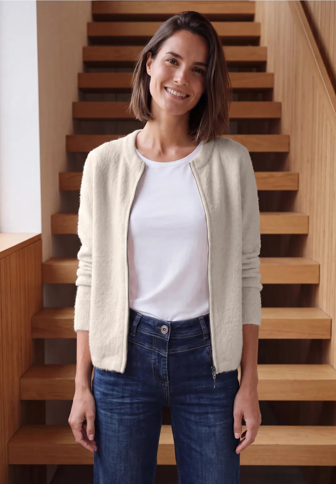 Cecil Soft Cardigan - Oat Milk Beige Melange
