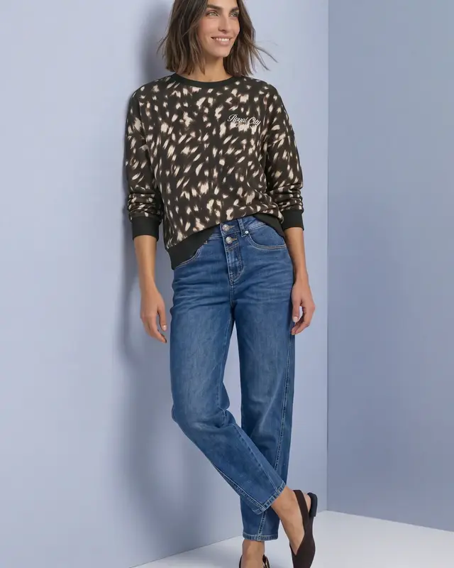 Street One Sweatshirt Hertenprint - Black
