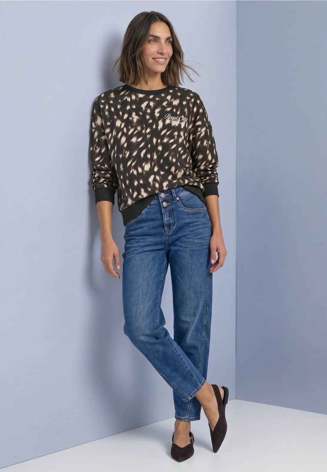 Street One Sweatshirt with Deer Print - Black